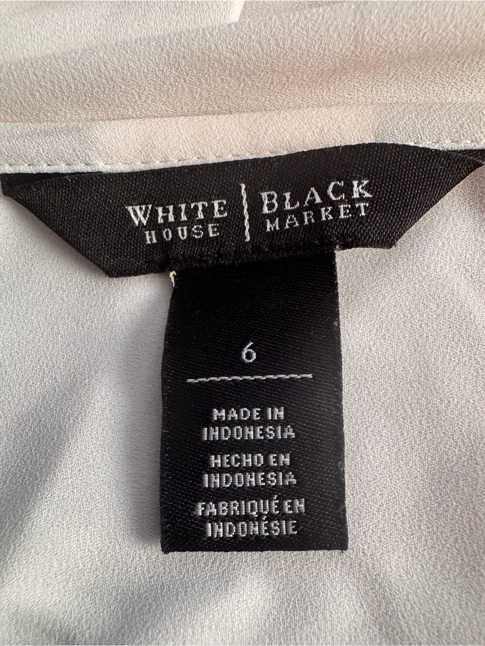 White House Black Market Ivory Bow-Neck Blouse, size 6 - Picture 5 of 6